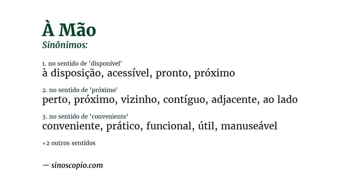 Sinônimo de à mão
