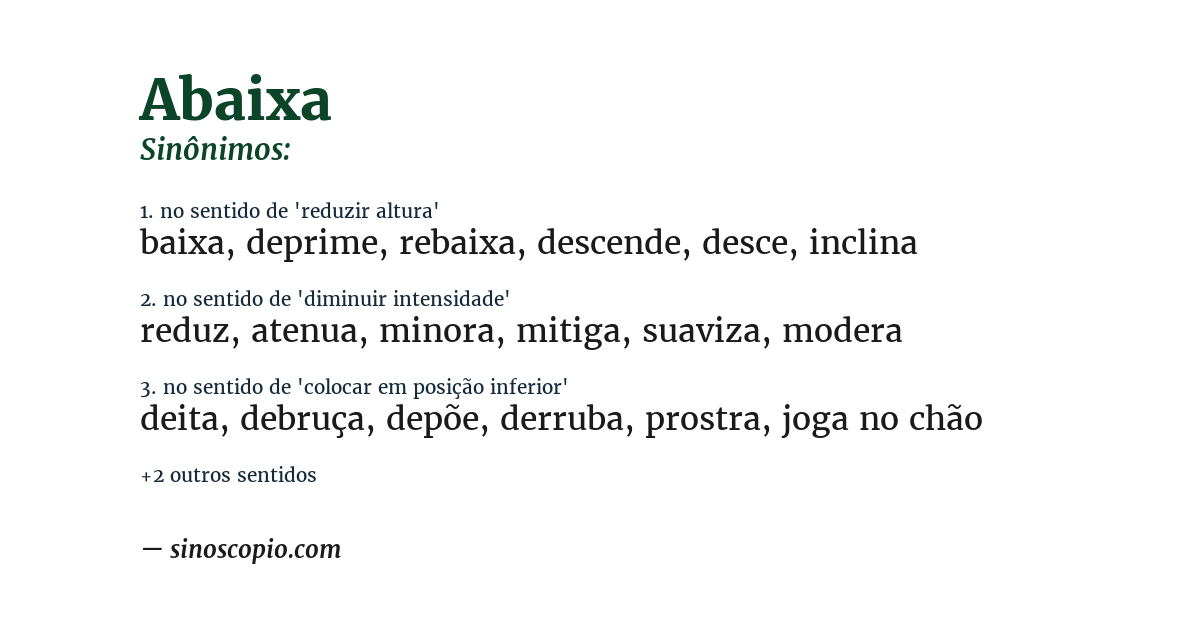 Sinônimo de abaixa