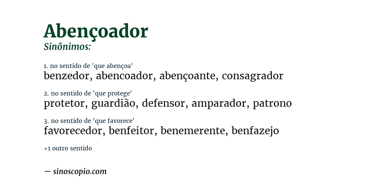 Sinônimo de abençoador