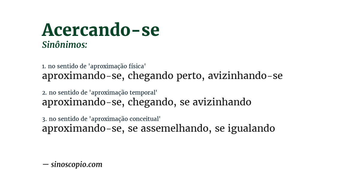 Sinônimo de acercando-se
