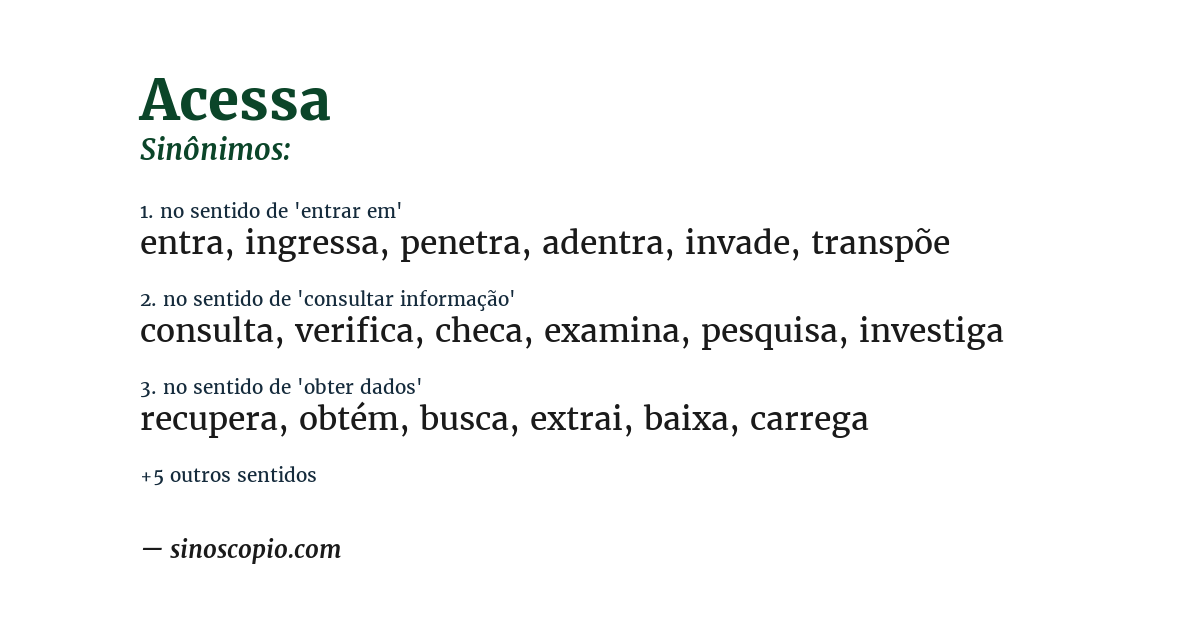 Sinônimo de acessa