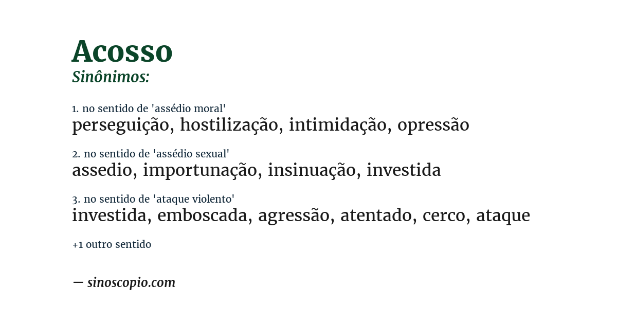Sinônimo de acosso