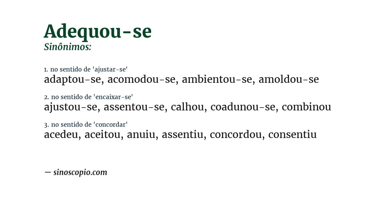 Sinônimo de adequou-se