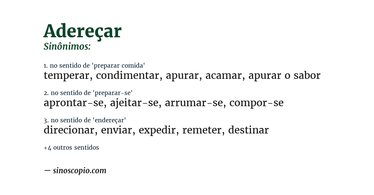 Sinônimo de adereçar