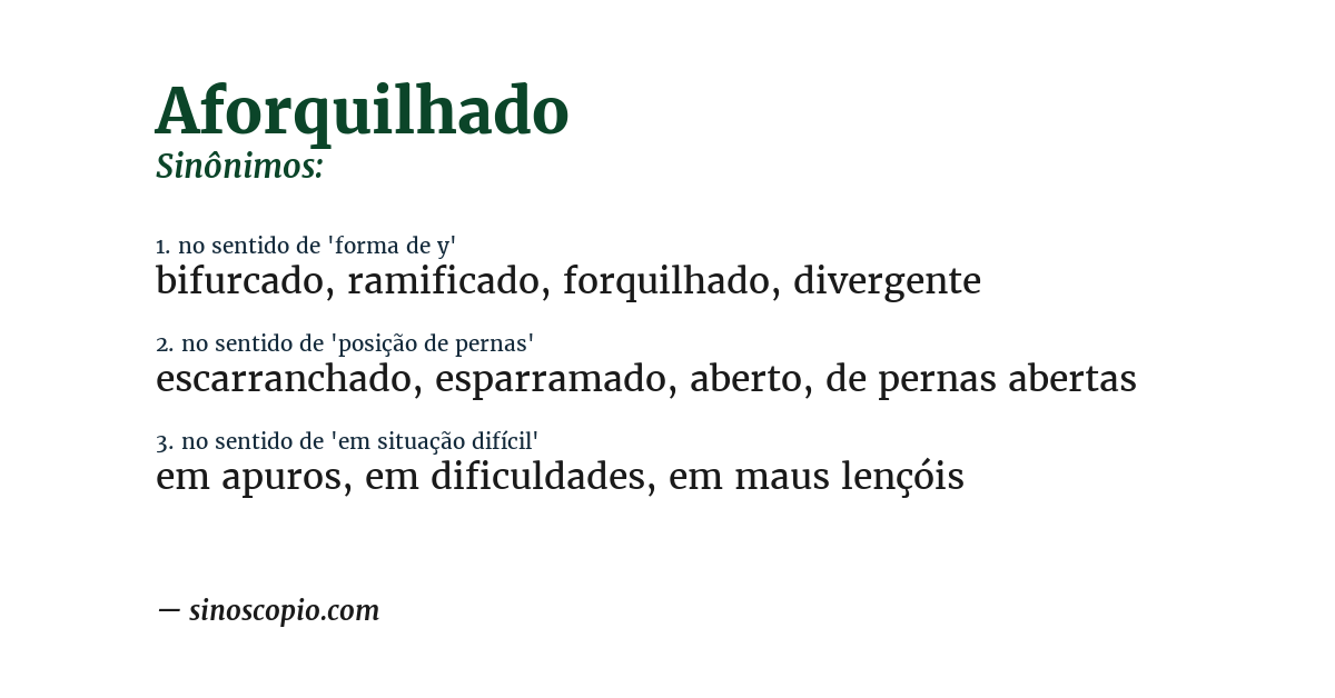 Sinônimo de aforquilhado