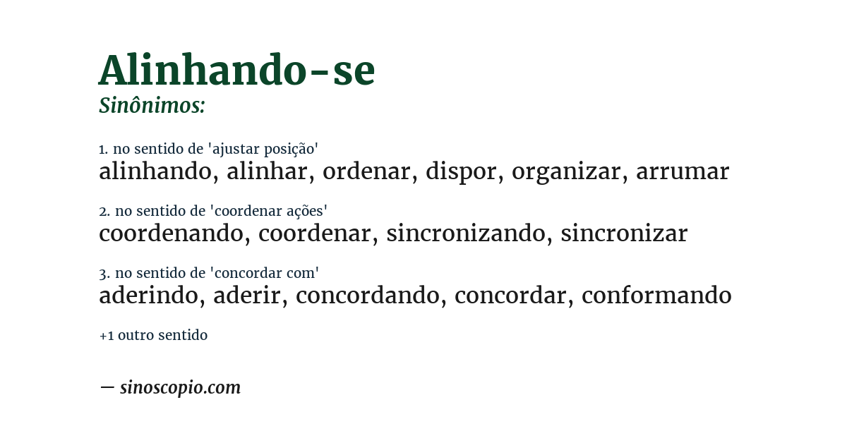 Sinônimo de alinhando-se