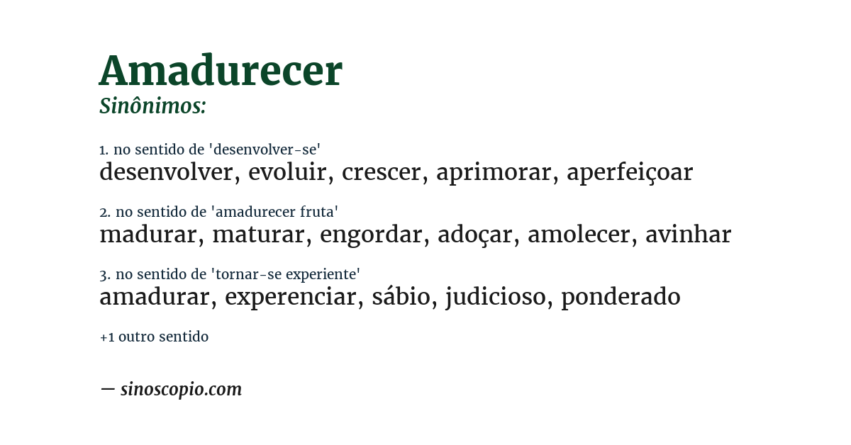 Sinônimo de amadurecer