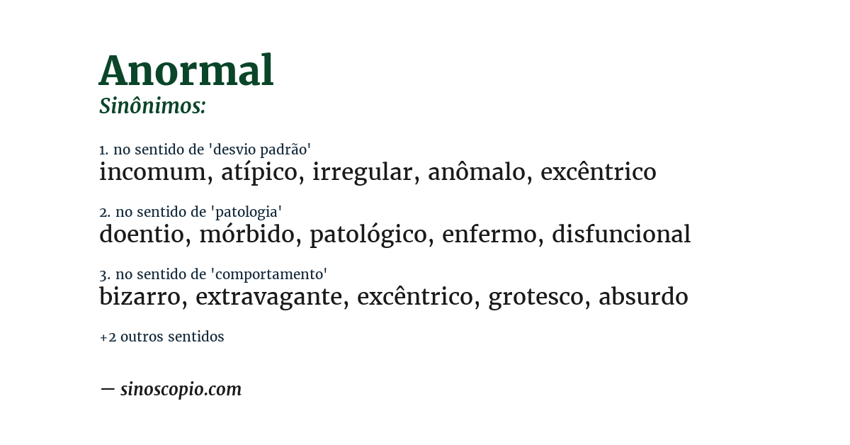Sinônimo de anormal