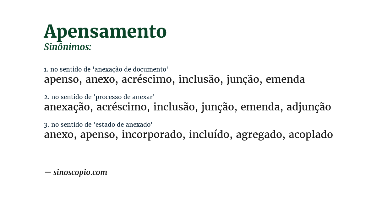 Sinônimo de apensamento