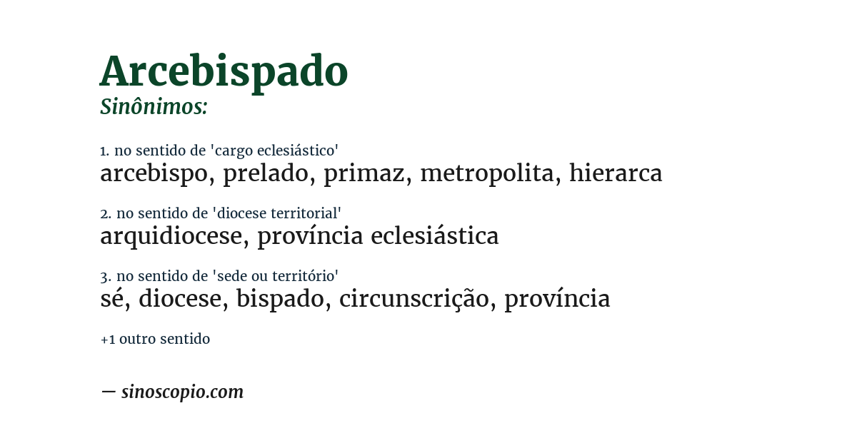 Sinônimo de arcebispado