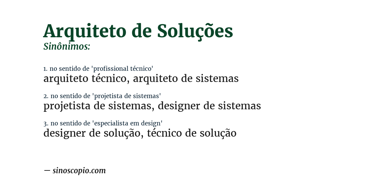 Sinônimo de arquiteto de soluções