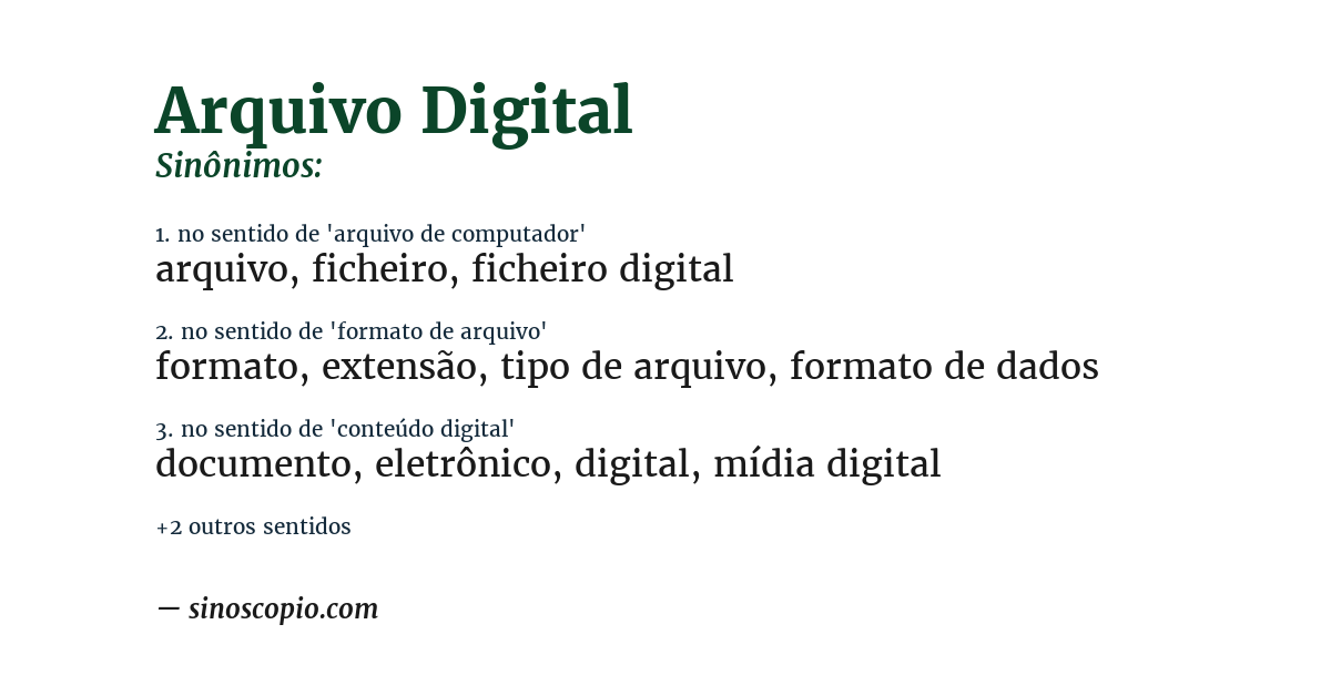 Sinônimo de arquivo digital