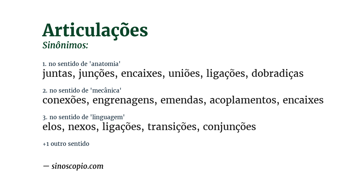 Sinônimo de articulações