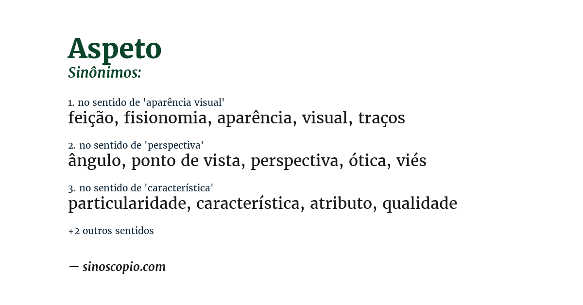 Sinônimo de aspeto