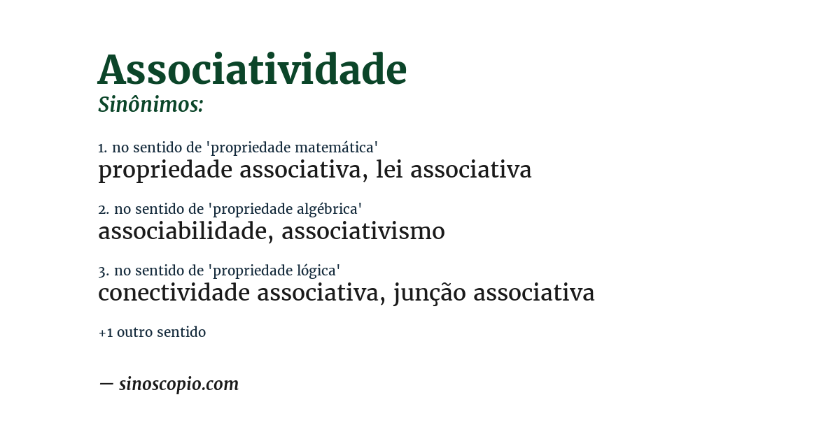 Sinônimo de associatividade