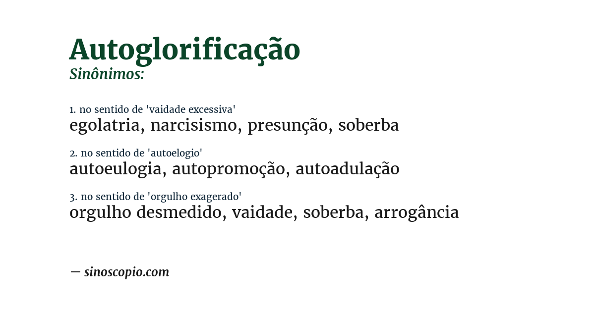 Sinônimo de autoglorificação