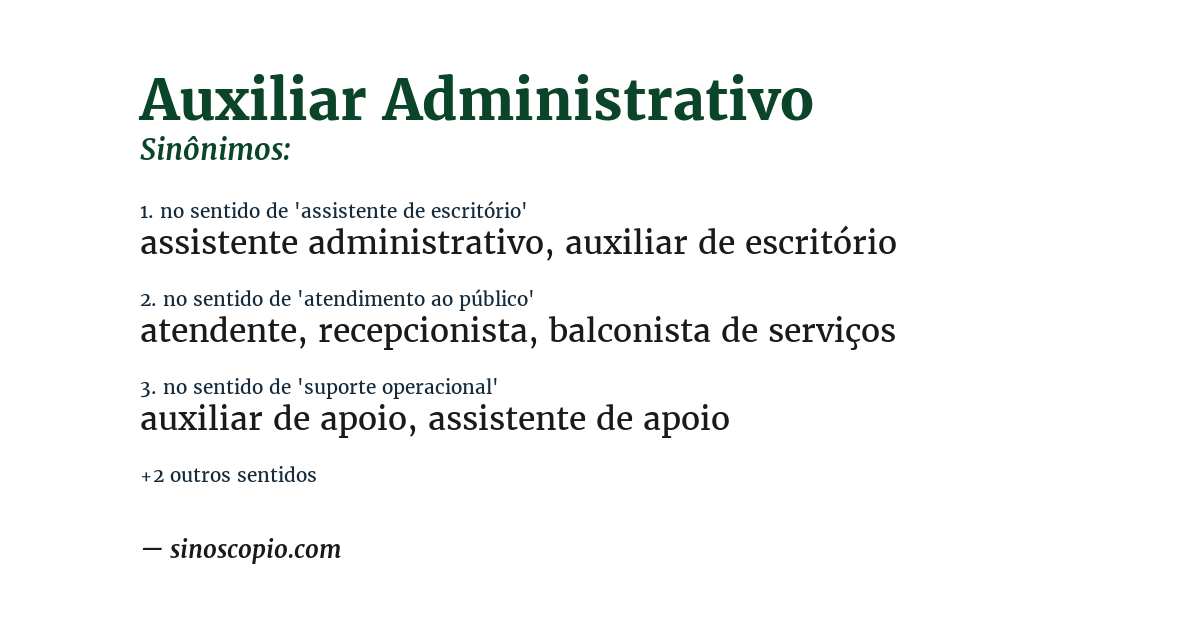Sinônimo de auxiliar administrativo