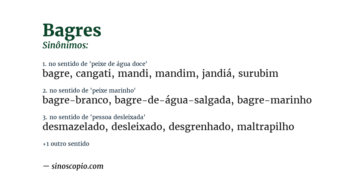 Sinônimo de bagres