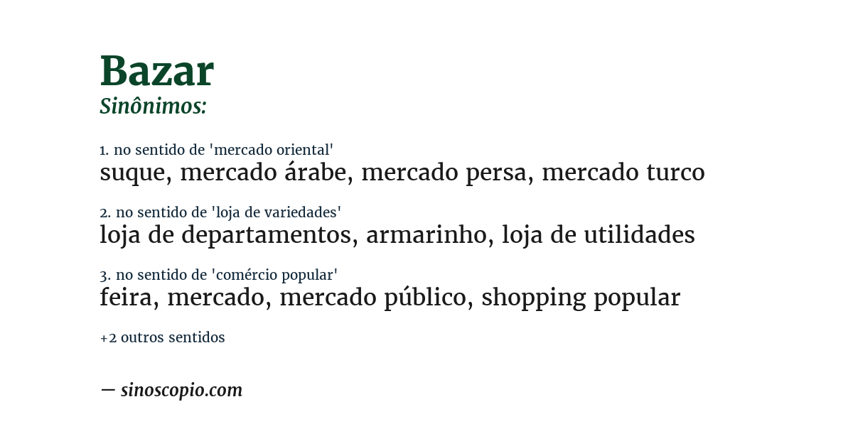 Sinônimo de bazar