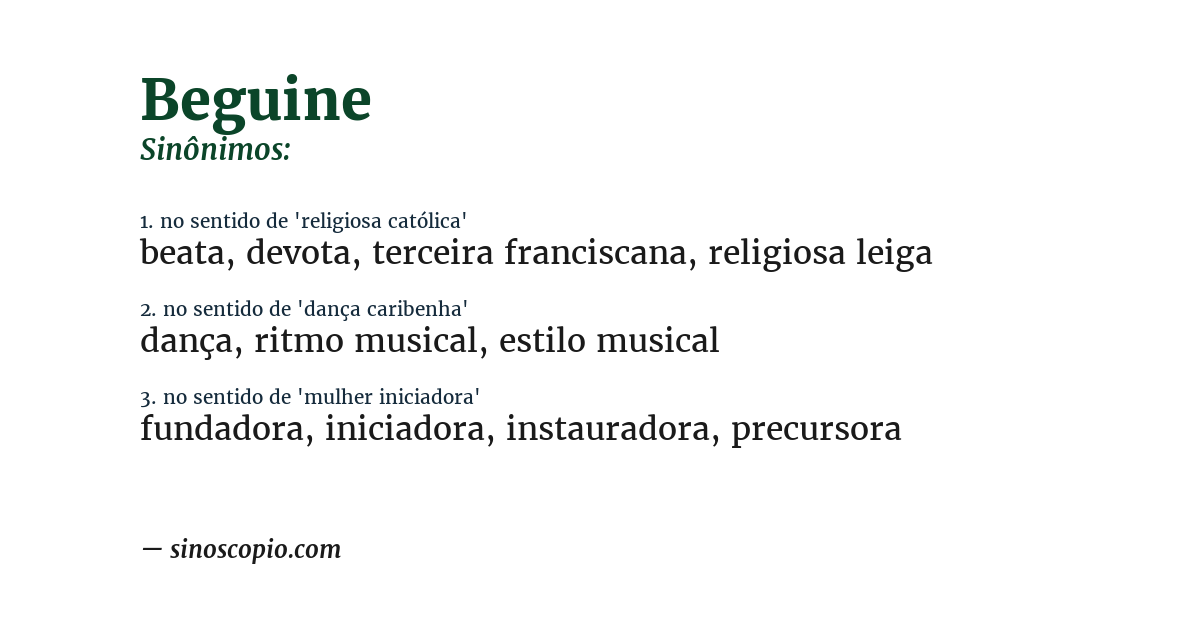 Sinônimo de beguine