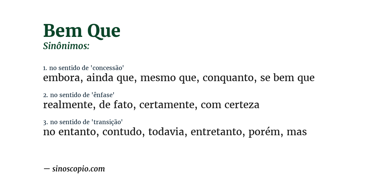 Sinônimo de bem que
