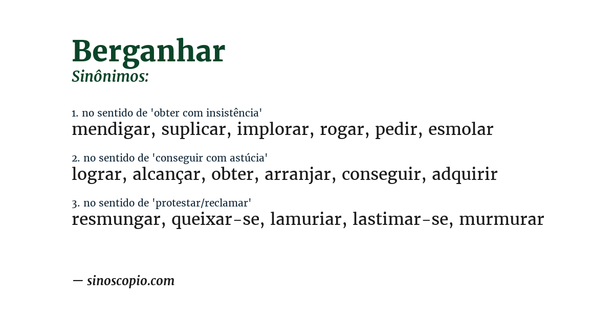 Sinônimo de berganhar