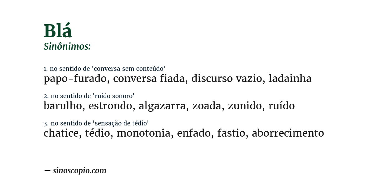 Sinônimo de blá