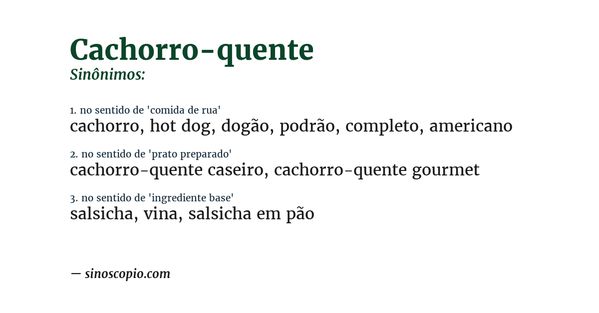 Sinônimo de cachorro-quente