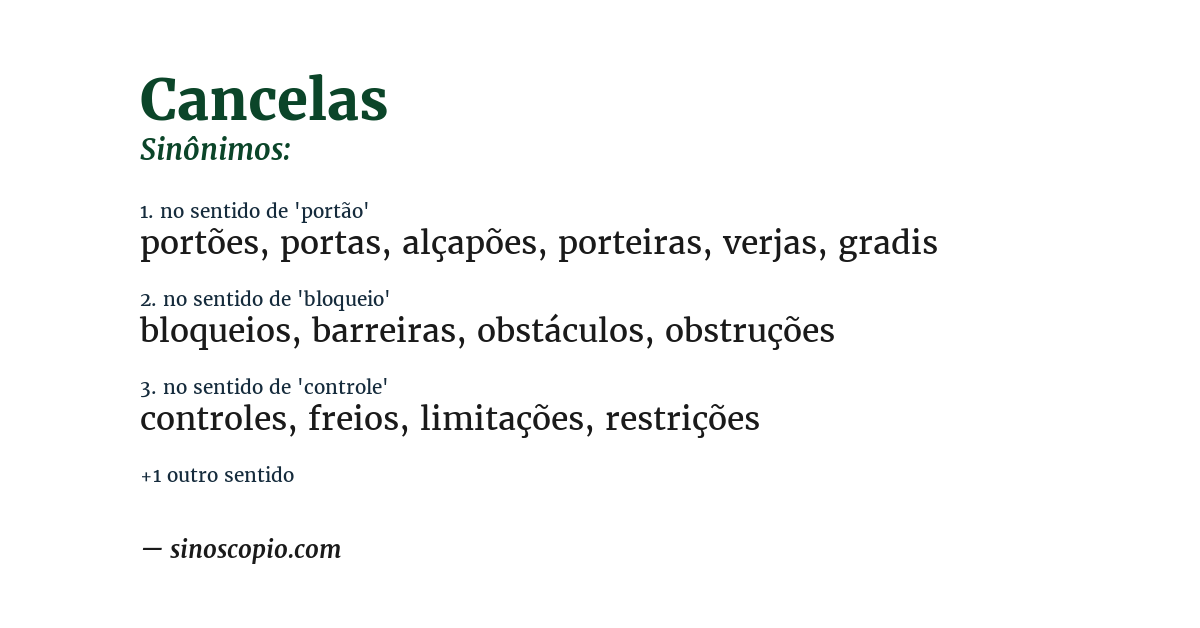 Sinônimo de cancelas