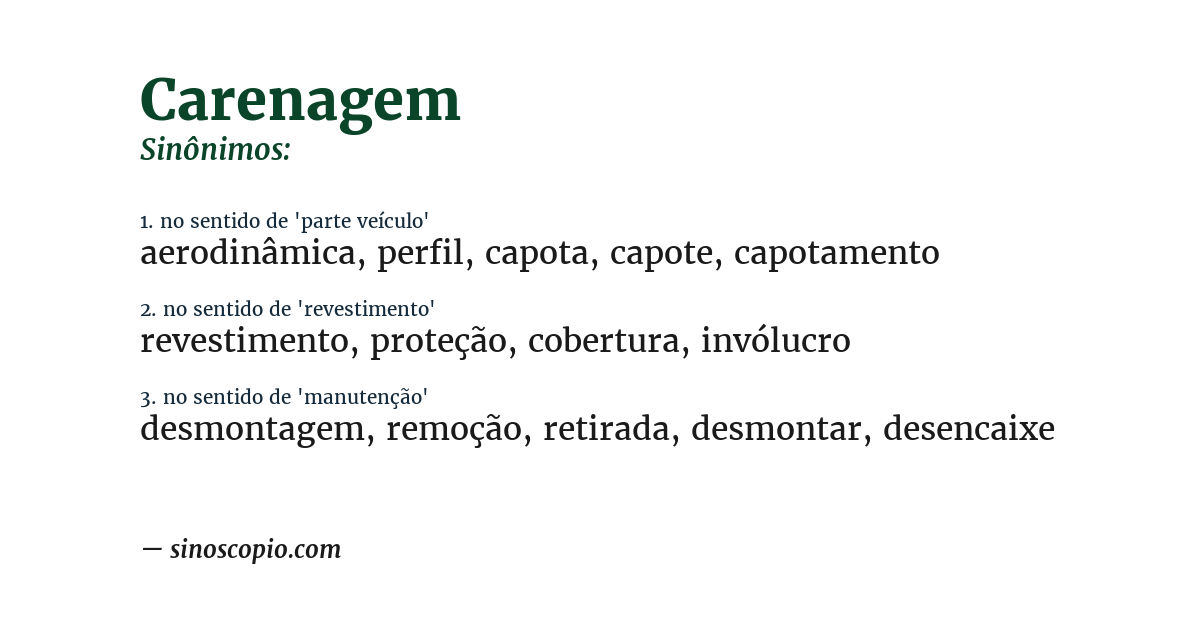 Sinônimo de carenagem