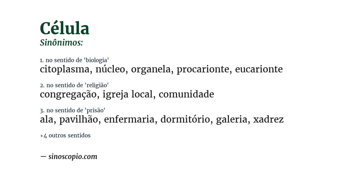 Sinônimo de célula