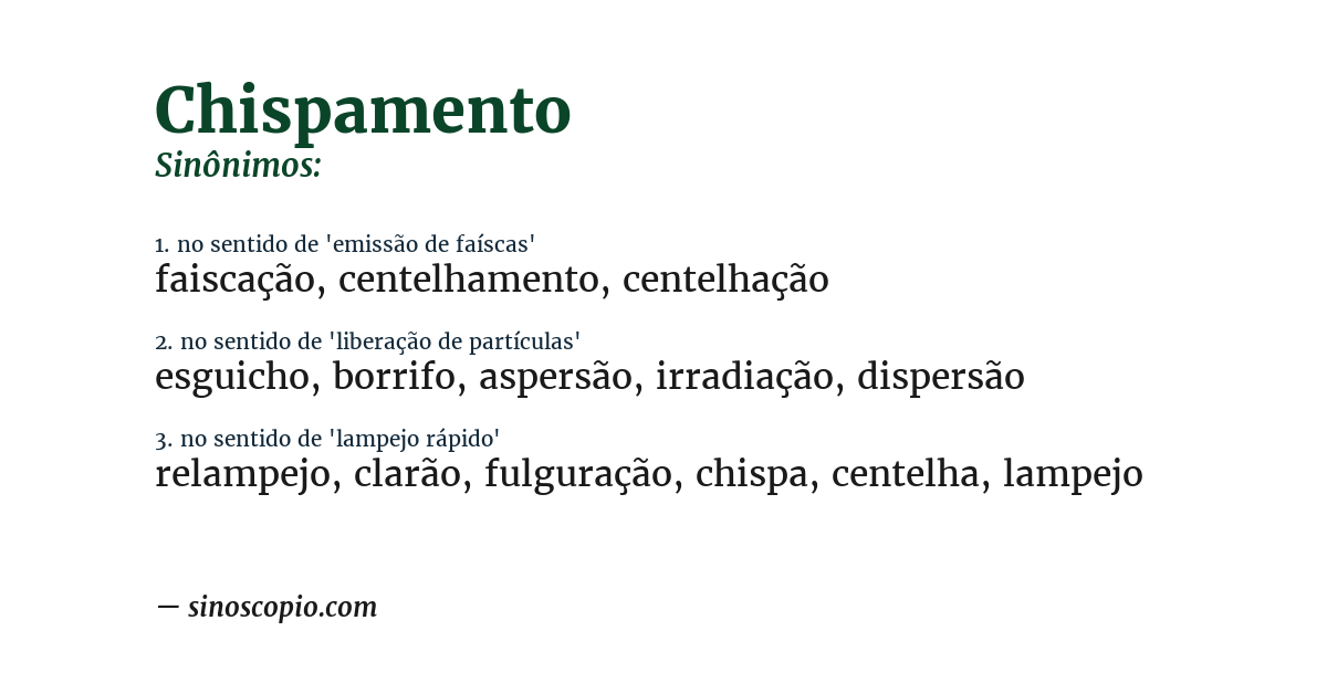 Sinônimo de chispamento