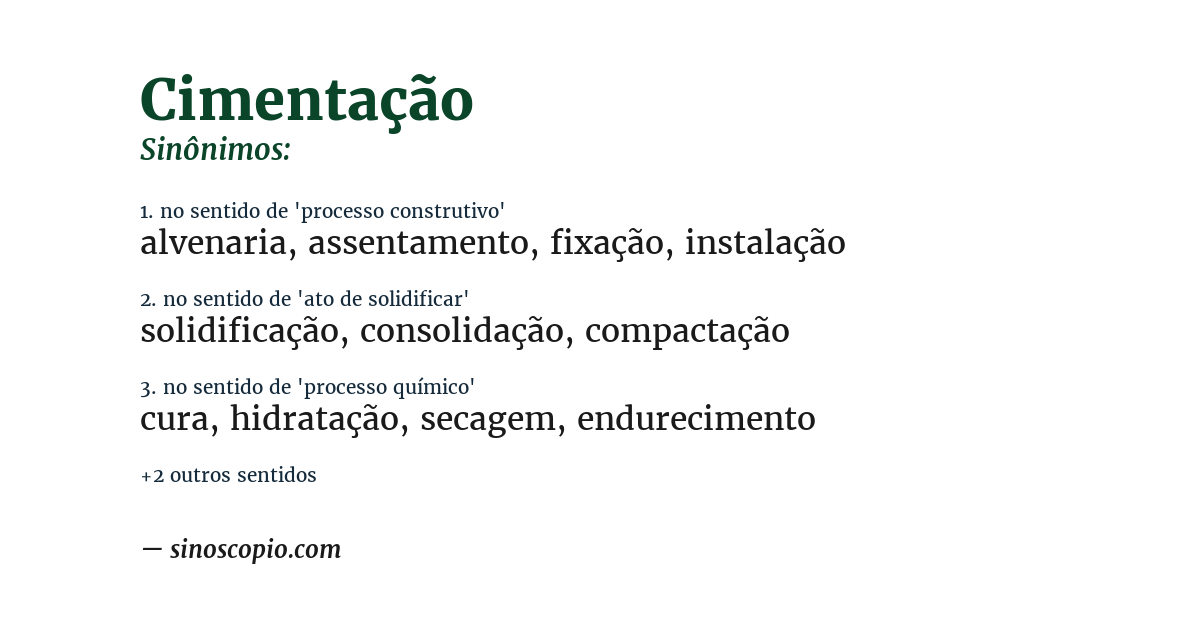 Sinônimo de cimentação