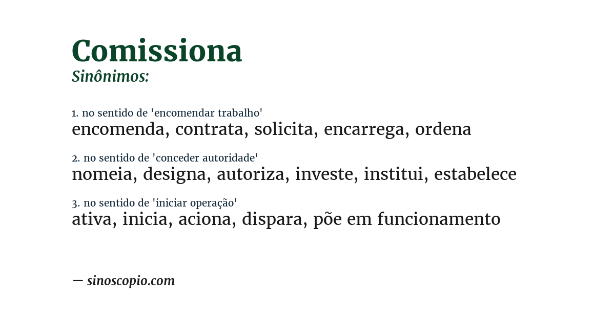 Sinônimo de comissiona