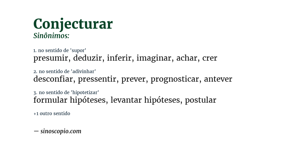 Sinônimo de conjecturar