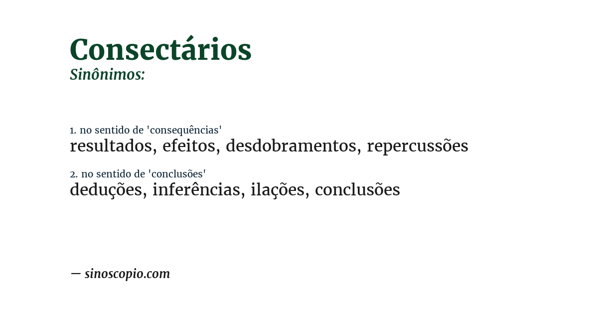 Sinônimo de consectários