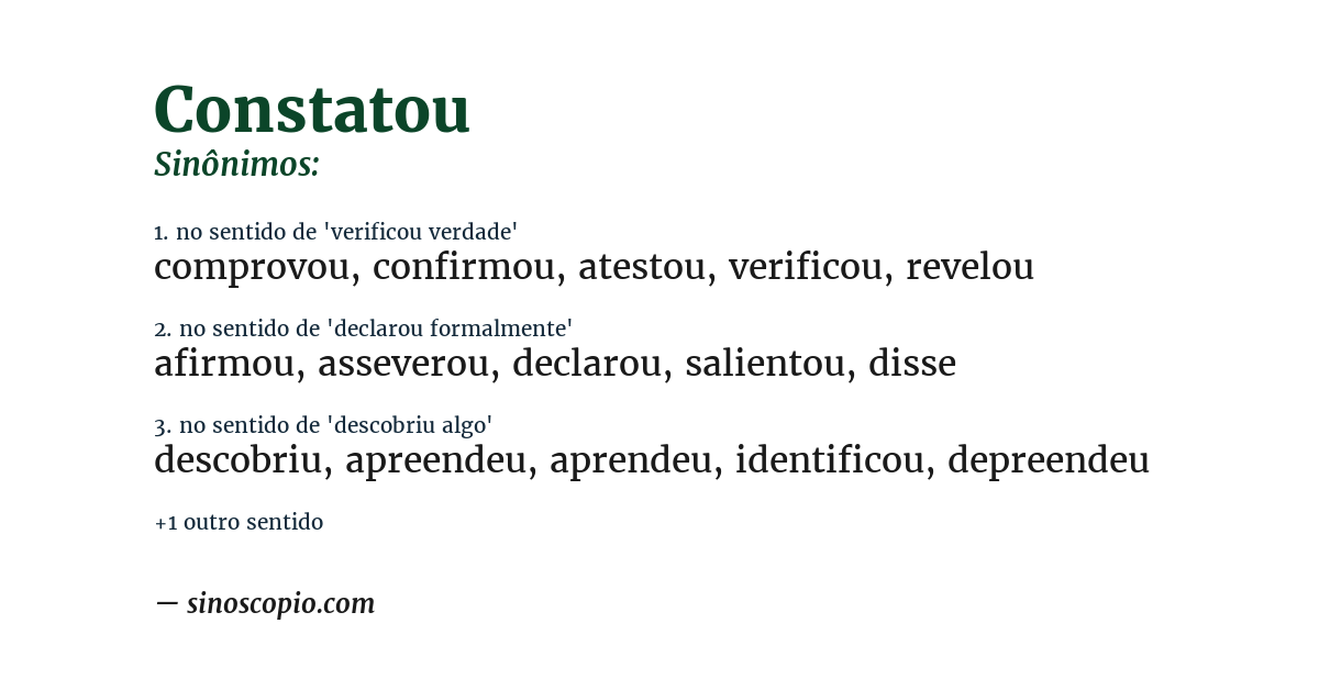 Sinônimo de constatou