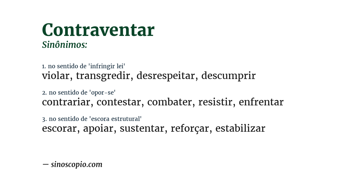 Sinônimo de contraventar