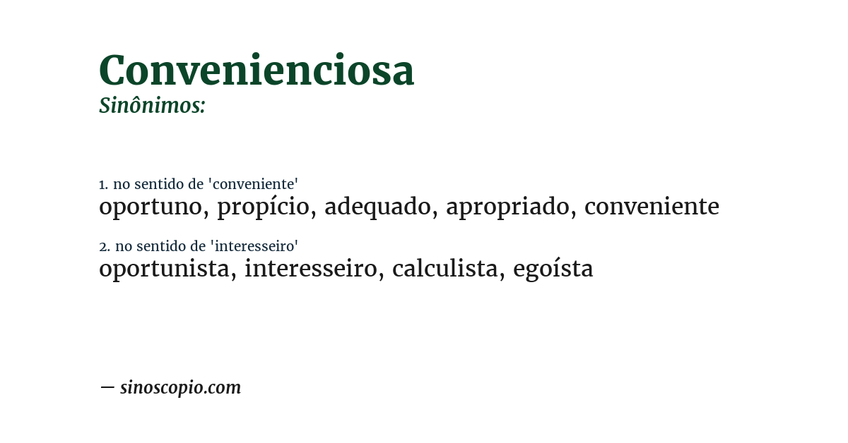 Sinônimo de convenienciosa