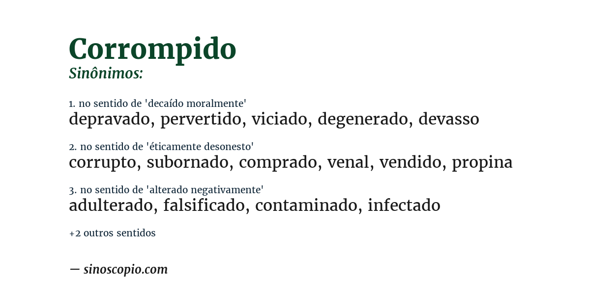 Sinônimo de corrompido