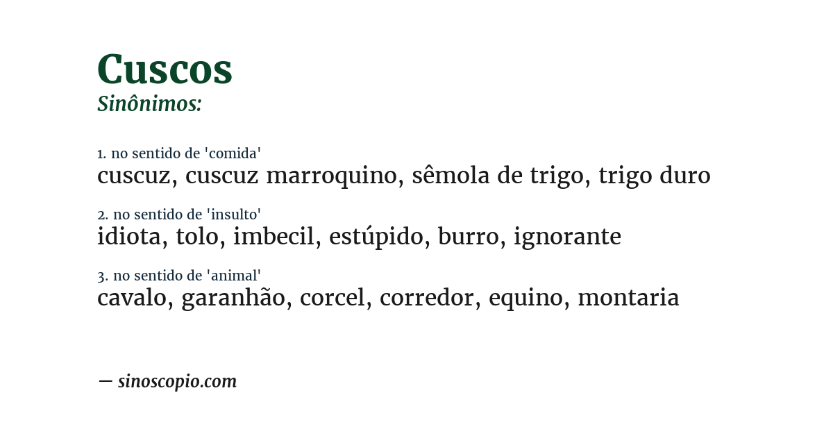 Sinônimo de cuscos