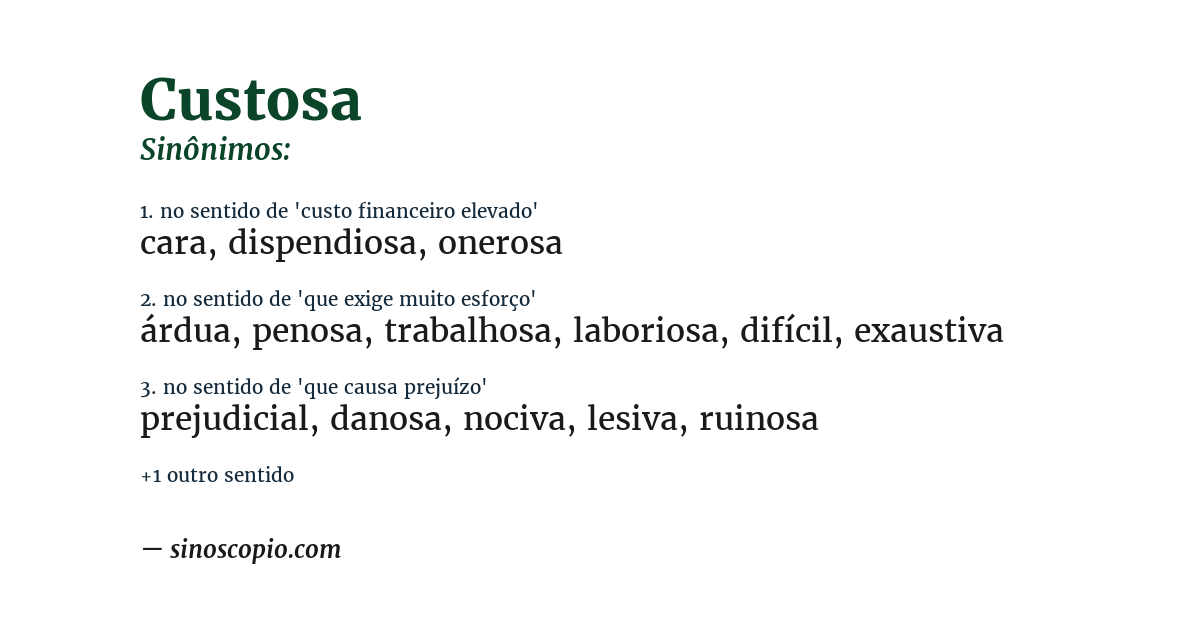Sinônimo de custosa