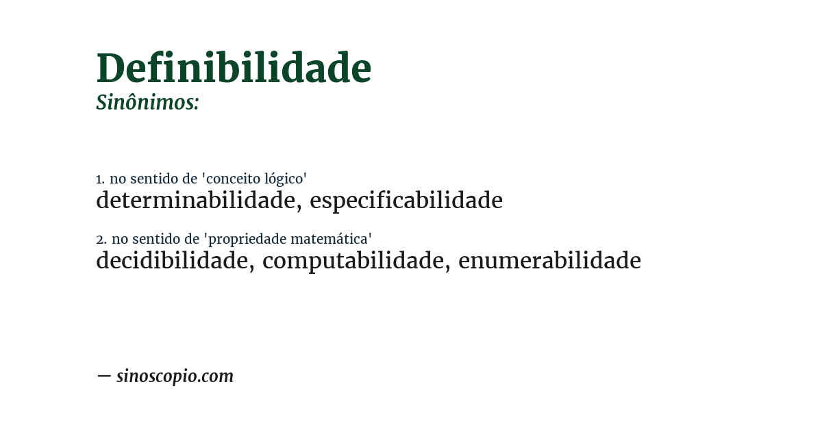 Sinônimo de definibilidade
