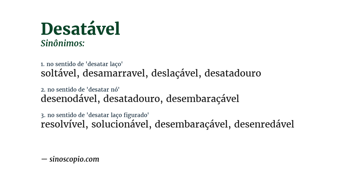 Sinônimo de desatável