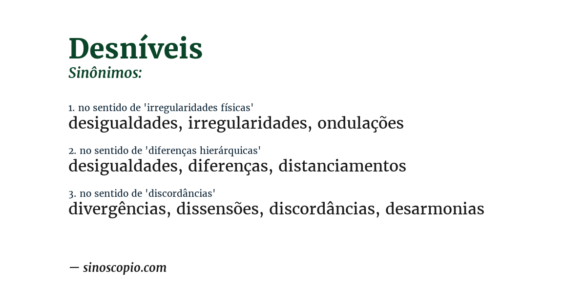 Sinônimo de desníveis