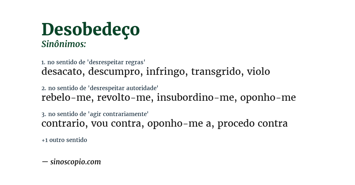 Sinônimo de desobedeço