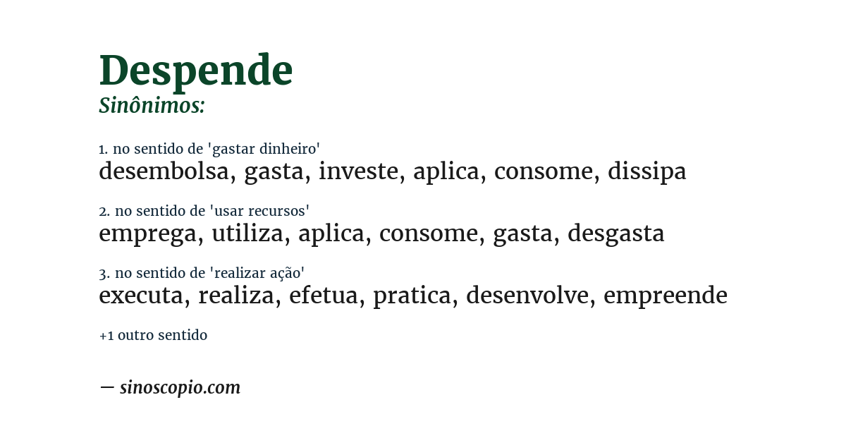 Sinônimo de despende