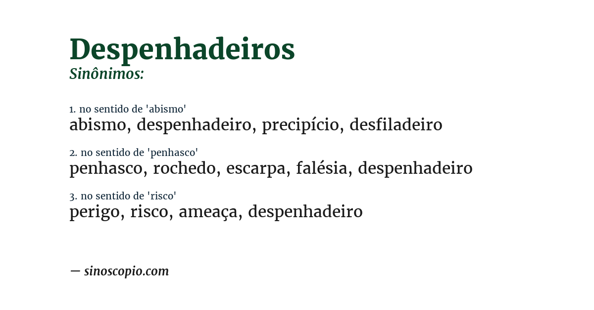 Sinônimo de despenhadeiros