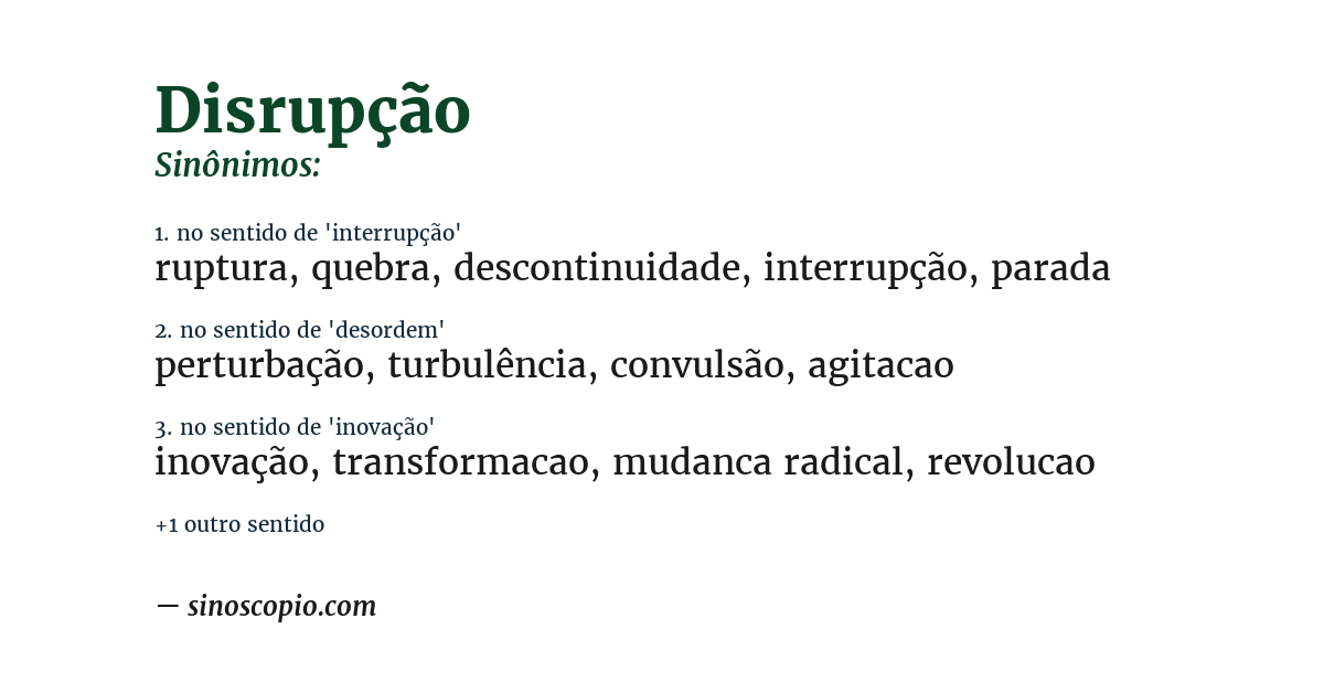 Sinônimo de disrupção