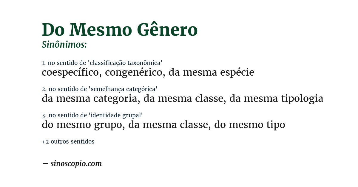 Sinônimo de do mesmo gênero